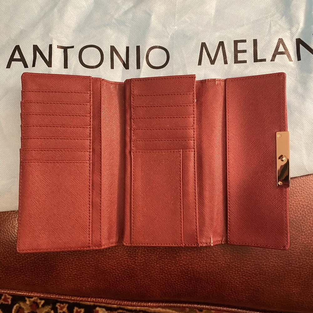 REDUCED!! NWOT Antonio Melani Red Crocodile Embossed Handbag and Wallet Set - Picture 8 of 12